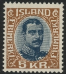 1920 Iceland SG.131 5 kroner indigo & brown mounted mint