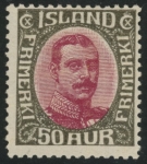 1920 Iceland SG.128 50a claret & grey mounted mint