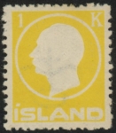 1912 Iceland SG.106 King Frederick VIII 1k yellow mounted mint