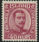 1920 Iceland SG.127  King Christian X  40a claret mounted mint