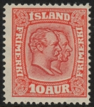 1916 Iceland SG.114  King Christian of Denmark.  10a scarlet  mounted mint