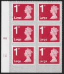 U3003  1st Large brt. scarlet.  M20L  cyld. W1  grid position R2  C2  SBP T2 L/s  Walsall  U/M (MNH)