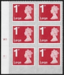 U3003  1st Large brt. scarlet.  M18L  cyld. W1  grid position R1  C1  SBP T3 s/L  Walsall  U/M (MNH)