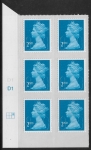 U2995  2nd blue CB  M14L  Cyld. D1  grid position  R1 C3   DLR  U/M (MNH)