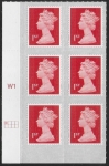 U2998  1st brt scarlet 2B  M18L  SBP T3 s/L   Cyld. W1  grid position  R1 C1 Walsall  U/M (MNH)