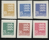 2010 Denmark SG.1331-6 Arms Self Adhesive set of 6 Values U/M (MNH)