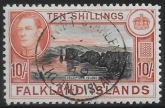 1938 Falkland Islands - SG162 10/- black and orange-brown used