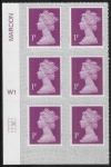 U2920  1p deep crimson M21L Cyld. W1  grid position  R2 C2  SBP T3 s/L  Walsall/ISP  U/M (MNH)