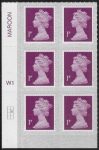 U2920  1p deep crimson M20L Cyld. W1  grid position  R2 C2  SBP T2 L/s  Walsall/ISP  U/M (MNH)