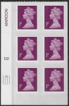 U2920  1p  2B deep crimson   M12L  cyld. D2  grid position R1 C2    DLR  U/M (MNH)