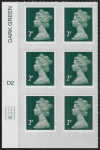 U2921  2p 2B deep green M14L  cyld. D2  grid position R4  C2  DLR  U/M (MNH)