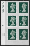 U2921  2p 2B deep green M16L  cyld. D2  grid position R1  C3  DLR  U/M (MNH)