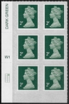 U2921  2p 2B deep green M18L  cyld. W1  grid position R1  C2 SBP T2 L/s (faint) Walsall  U/M (MNH)