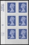 U2932  97p violet  2B   M14L  cyld. D1  grid position  R2 C3  DLR  U/M (MNH)