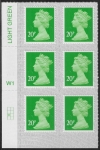 U2924 20p Green M21L Cyld. W1  grid position R3  C1 SBP T3 s/L  Walsall/ISP  U/M (MNH)