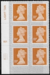 U2923 10p dull orange M19L Cyld W1  grid position R4 C1  SBP T3 s/L  Walsall U/M (MNH)
