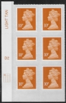 U2923 10p dull orange M12L Cyld D2  grid position R1 C1  DLR U/M (MNH)