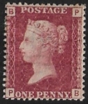 SG.43 1d rose red. corner letters 'PB' Plate 109  mint Original Gum