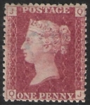 SG.43 1d rose red. corner letters 'JQ' Plate 102  mint Original Gum