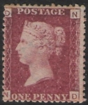 SG.43 1d rose red. corner letters 'ND' Plate 136  mint Original Gum