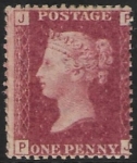 SG.43 1d rose red. corner letters 'PJ' Plate 144  mint Original Gum