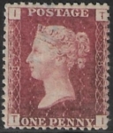 SG.43 1d rose red. corner letters 'TI' Plate 187  mint Original Gum