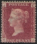 SG.43 1d rose red. corner letters 'EJ' Plate 219  mint Original Gum