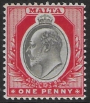 1903-4  Malta  SG.39   1d blackisk-brown & red Perf.14  crown CA  Lightly M/M