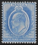 1904-14  Malta  SG.53  2½d  bright blue Perf.14  multi crown CA  Lightly M/M