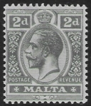 1914-21  Malta  SG.75b  2d deep slate.  Perf.14  multi crown CA    M/M