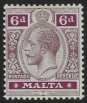 1914-21  Malta  SG.80  6d dull & bright purple.  Perf.14  multi crown CA    M/M