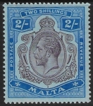 1914-21  Malta  SG.86g 2s dull purple & blue/grey-blue  Perf.14  multi crown CA    M/M