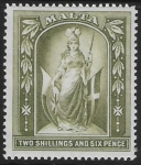 1914-21  Malta  SG.87 2s6d olive green Perf.14  multi crown CA    M/M