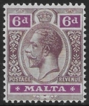 1921-2  Malta  SG.102 6d dull purple & bright purple.  Perf.14 multi script CA    M/M