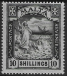 1921-2  Malta  SG.104  10s black.  Perf.14 multi script CA    M/M