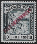 1922  Malta  SG.105  10s blue-black. O/P 'self Goverment.' Perf.14  wmk. crown CC    M/M