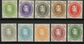 1930 Denmark. SG.255-264  60th  Birthday of King Christian X set 10 values. mounted mint.