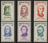 1956 France SG.1307-12 Famous Men Set of 6 values  U/M (MNH)