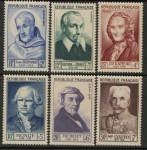 1953 France SG.1172-7 National Relief Fund Portraits Set of 6 values U/M (MNH)