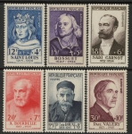 1954 France SG.1215-220 National Relief Fund Portraits Set of 6 values U/M (MNH)