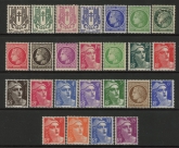 1945-6 France SG.902-26 Various Designs Set of 25 values U/M (MNH)