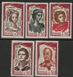 1961 France SG.1531-5 Actors & Actresses Set of 5 values  U/M (MNH)