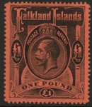 1914 Falkland Islands - SG.69  £1  black/red.U/M (MNH)