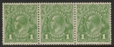 1926  Australia  SG.95 & 95b  1d  sage green die I & die II. x 2 in strip of 3 perf 13½ x 12½  mounted mint.