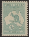 1927  Australia  SG.40ba 1/- blue-green sideways wmk. mounted mint.