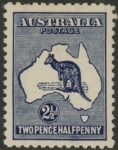 1917  Australia  SG.36 2½d blue variety 'heavy costline to WA'. mounted mint.