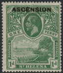 1922 Ascension KGV  SG.2  1d  green. stamp of  St Helena overprinted 'Ascension' . M/M
