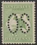 1913  Australia  SG.O1 ½d green  perfin OS  mounted mint.