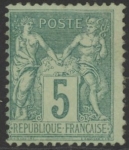 1876 France SG.229 5 5c bluish green mounted mint