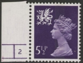 W 21b  5½p  CB  violet 'Low set Dragon' only from cyld. 2. as shown.  Harrison  U/M (MNH)